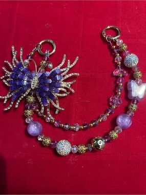 Purple Butterfly Crystal Statement Necklace - Unbranded